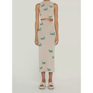 Rhode Jude/Ettie Floral Knit Crop Midi Skirt 2 PC Set Size Small
